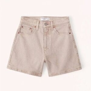 Abercrombie and Fitch High Rise Tan Denim Dad Shorts
